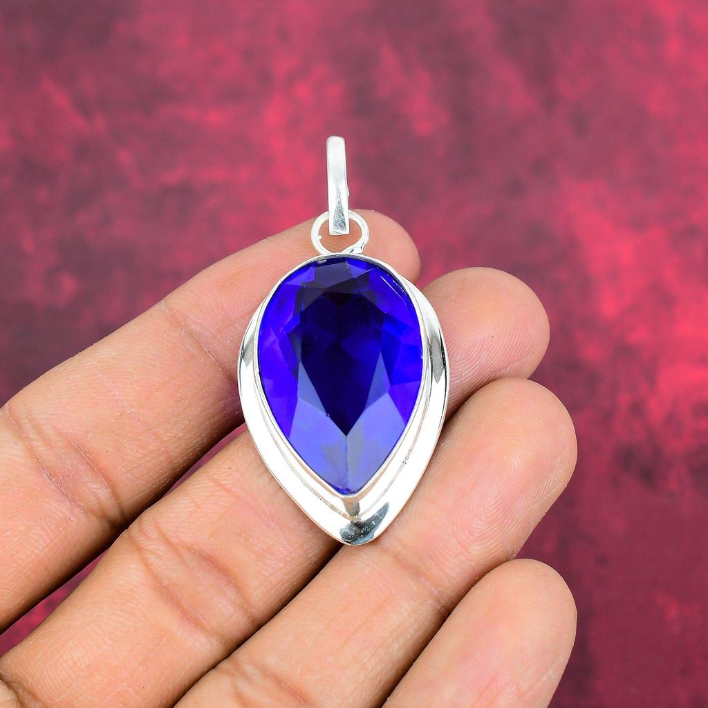 Подвеска из драгоценного камня ручной работы с танзанитом, подвеска из стерлингового серебра 925 пробы, антикварные ювелирные изделия, подвеска для подарка на помолвку