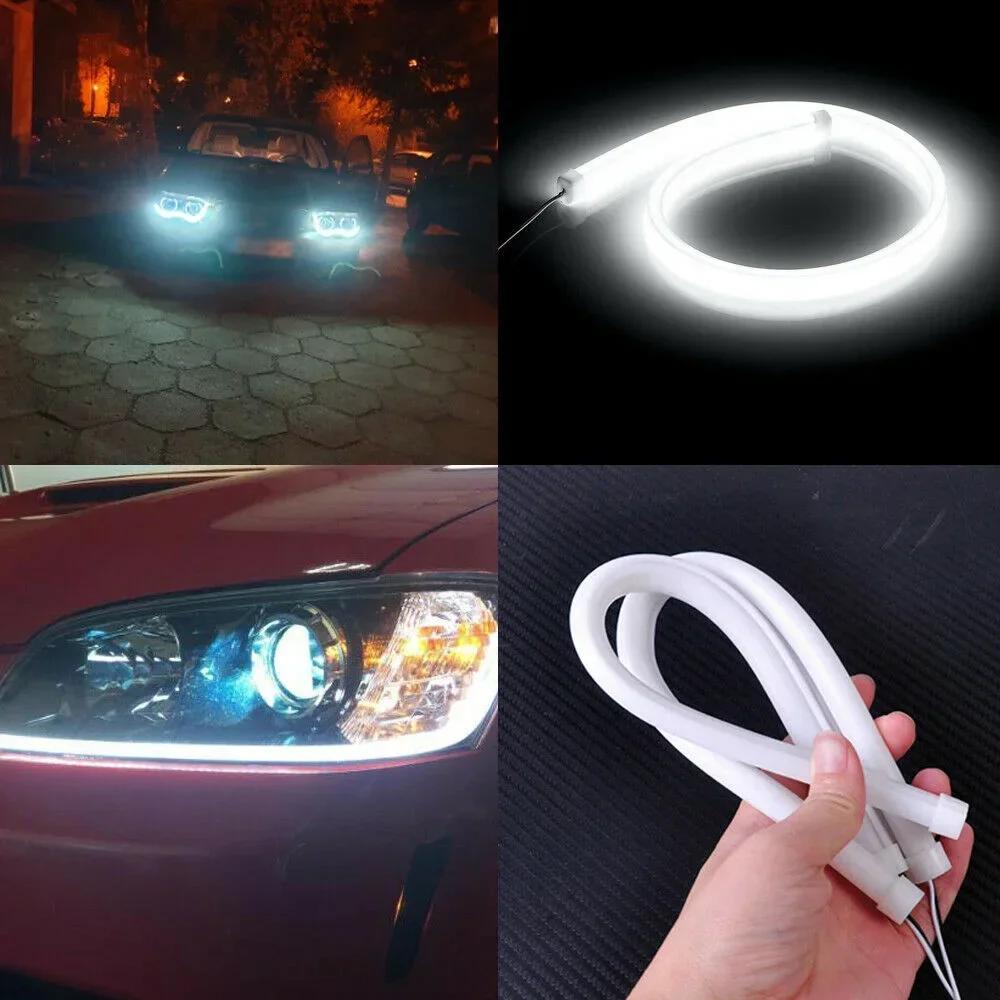 2 шт. DRL автомобильные гибкие светодиодные дневные ходовые огни поворотные указатели фары водонепроницаемые 60 см белые 6000K DC 12V