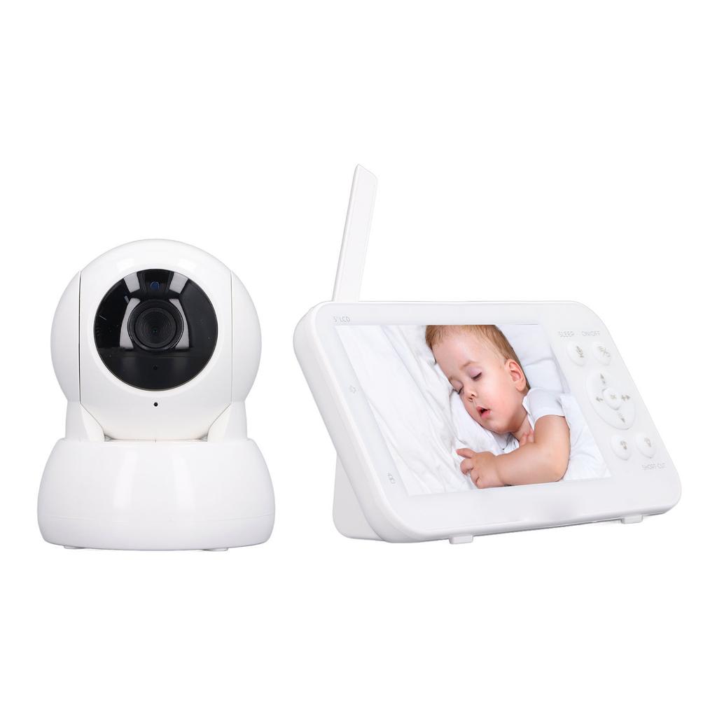 5in Wireless Baby Monitor Two Way Speaking Night Vision HD Display Smart Camera Monitor EU Plug