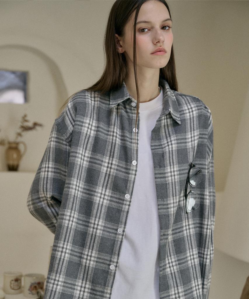 CPGN STUDIO Nomad Oversized Check Shirt Gray