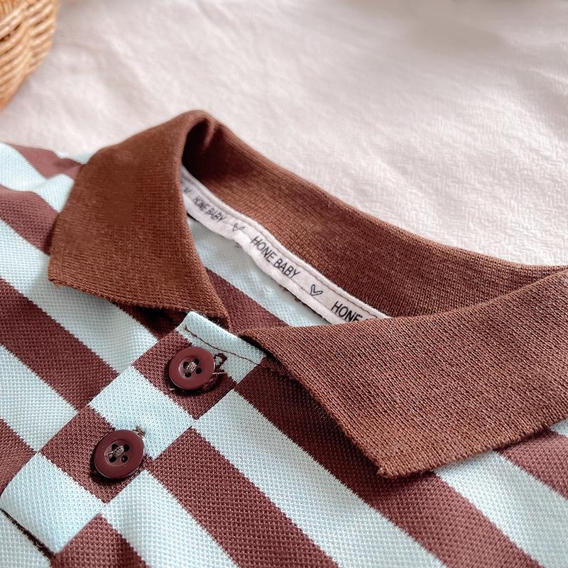 Детский модный мультяшный полосатый комплект с короткими рукавами и шортами, пляжный повседневный весенне-летний костюм для мальчиков, майка без рукавов + шорты