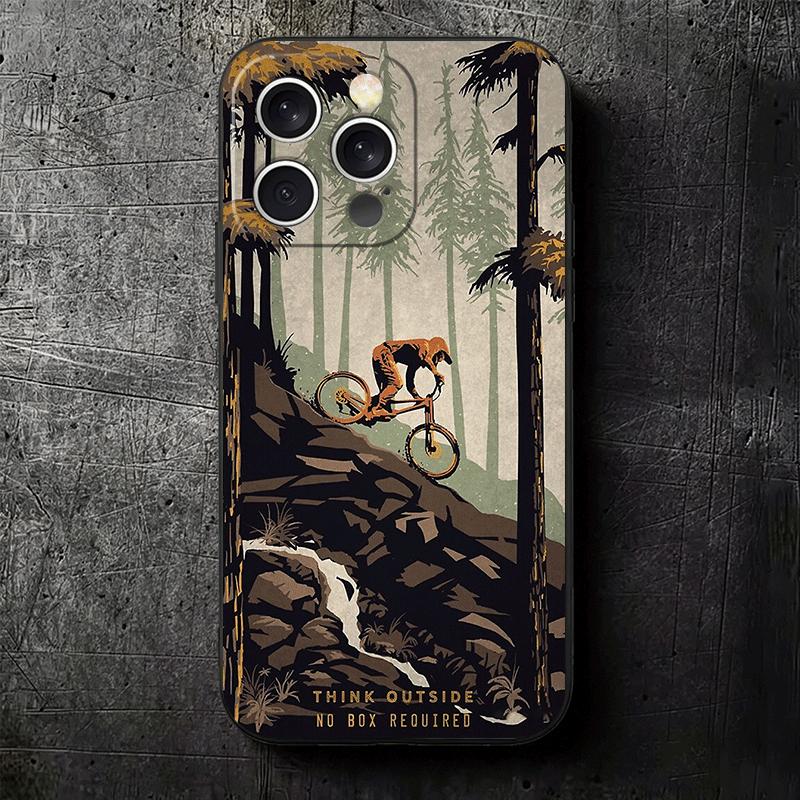 Мягкий чехол для телефона с изображением горного велосипеда для iPhone 16 16E 17 Air 15 Pro Max 14 Plus 13 Mini 11 12 7 Черный чехол Задняя крышка