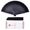 [Keichido] Folding Fan with Noshi Box, Checkered Frame, Xin01 Black