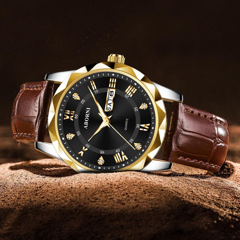 Часы ABORNI Водонепроницаемые светящиеся качественные мужские часы Кварцевые часы с ремешком