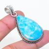 Natural Larimar Gemstone Handmade 925 Sterling Silver Jewelry Pendant 1.89" AP-15164