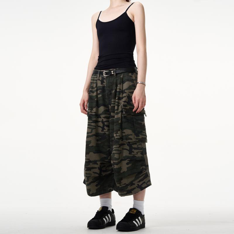 Женские ретро камуфляжные джинсы капри с высокой талией - Слимминг, Универсальные, Свободного кроя