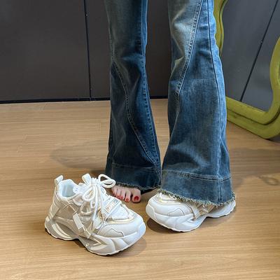 Новые папины кроссовки для девочек весенние студенческие спортивные кроссовки для бега повседневная обувь на платформе с увеличением высоты -