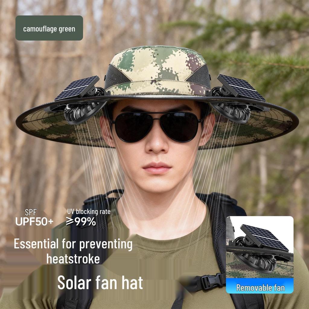 Solar-Powered UV Protection Fishing & Hiking Hat with Dual Fans