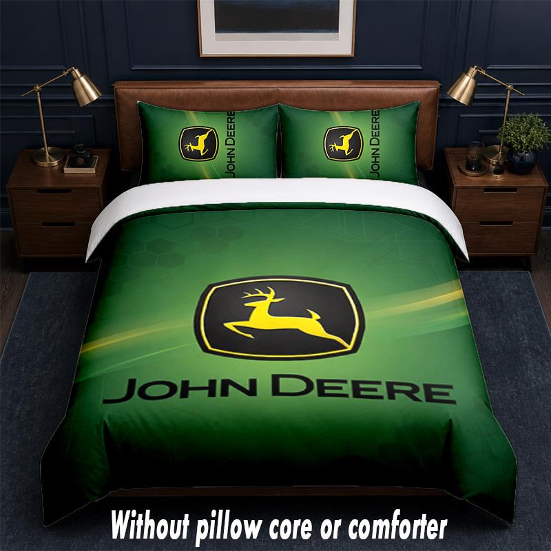 John Deere Design Bed Bedding Set 1 Duvet Cover + 2 Pillowcases Soft Breathable Household Bed Linens