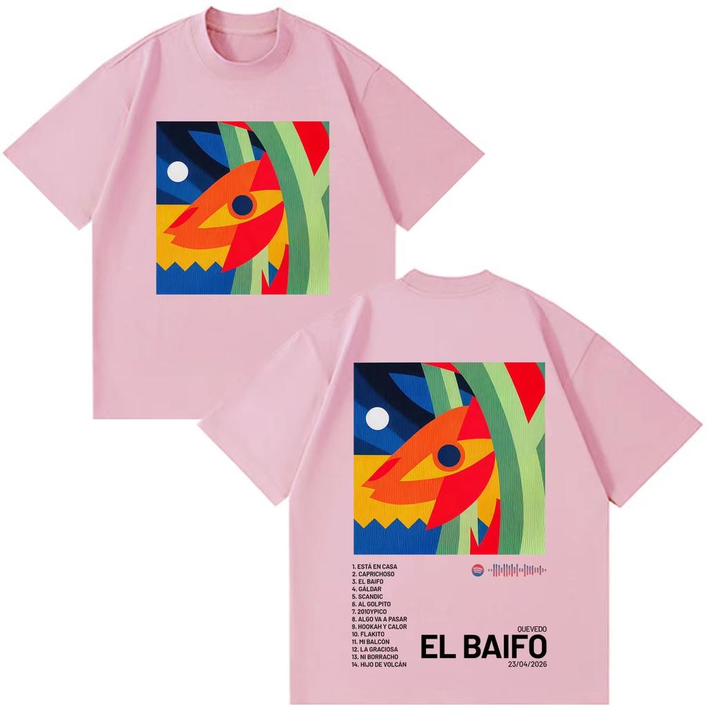OUEVED0 EL BAIFO Album 2026 Tour Print Unisex Women Fashion HipHop Tshirts Summer Shortsleeved Tees Casual Cotton Streetwear