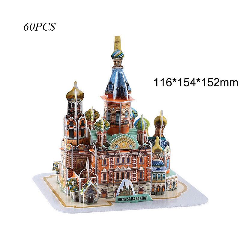 DIY Архитектура 3D Картонный Пазл Игрушки Собор Парижской Богоматери Эйфелева башня Собор Василия Блаженного Всемирно известный Архитектурный Модель Игрушка