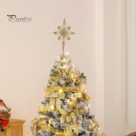 Верхняя часть рождественской елки со звездой сверкающего яркого цвета, нержавеющая полая конструкция, 3D украшение на вершине рождественской елки