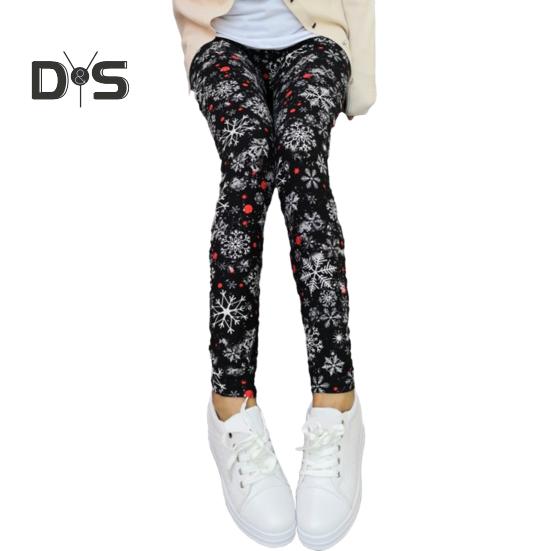 Autumn Winter Women Pants Snowflake Elk Print High Waist Tummy Control Soft Elastic Thermal Skinny Butt Lifted Yoga Trousers Lady Leggings