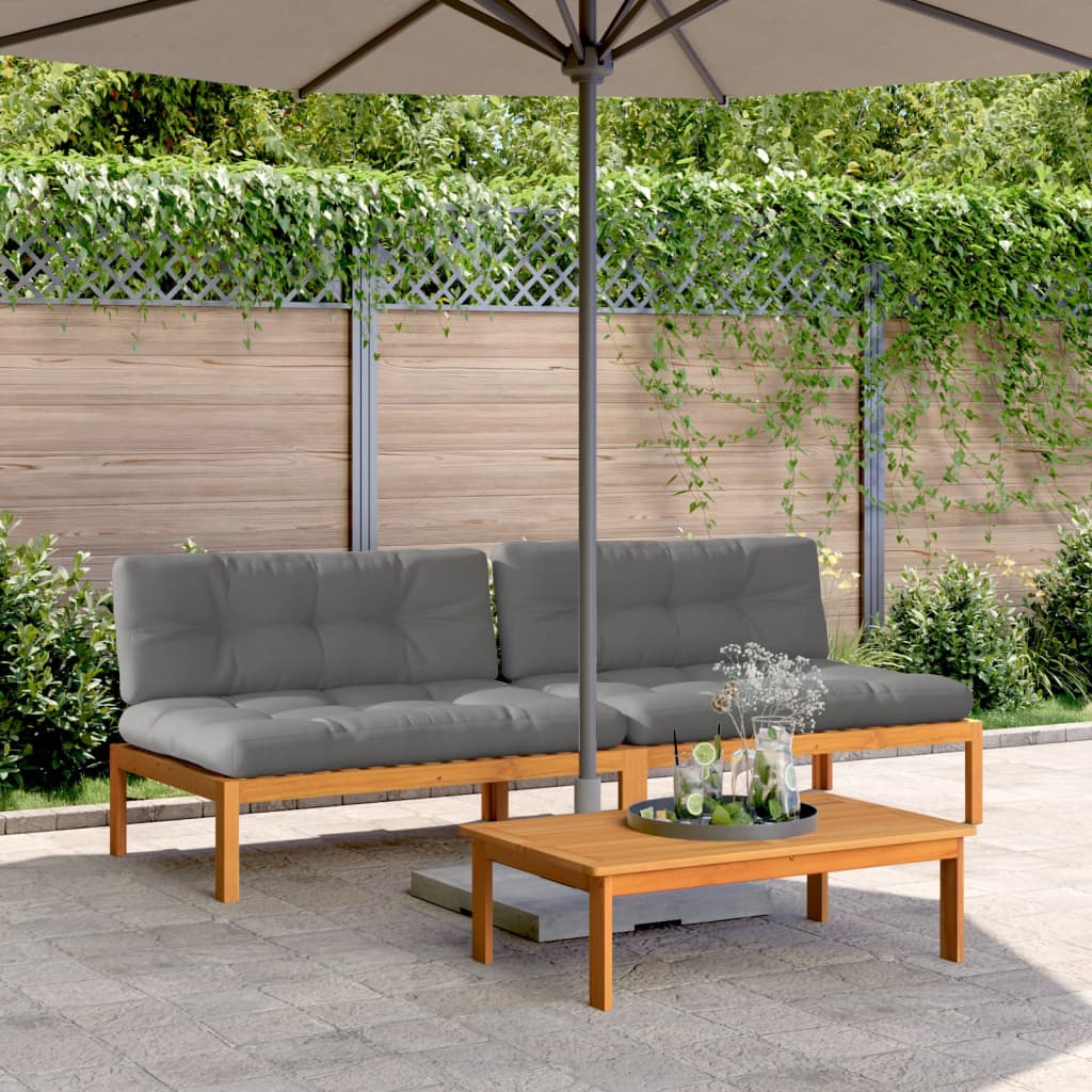 Garden Center Sofas Made from Pallets with Cushions 2 pcs Acacia Wood