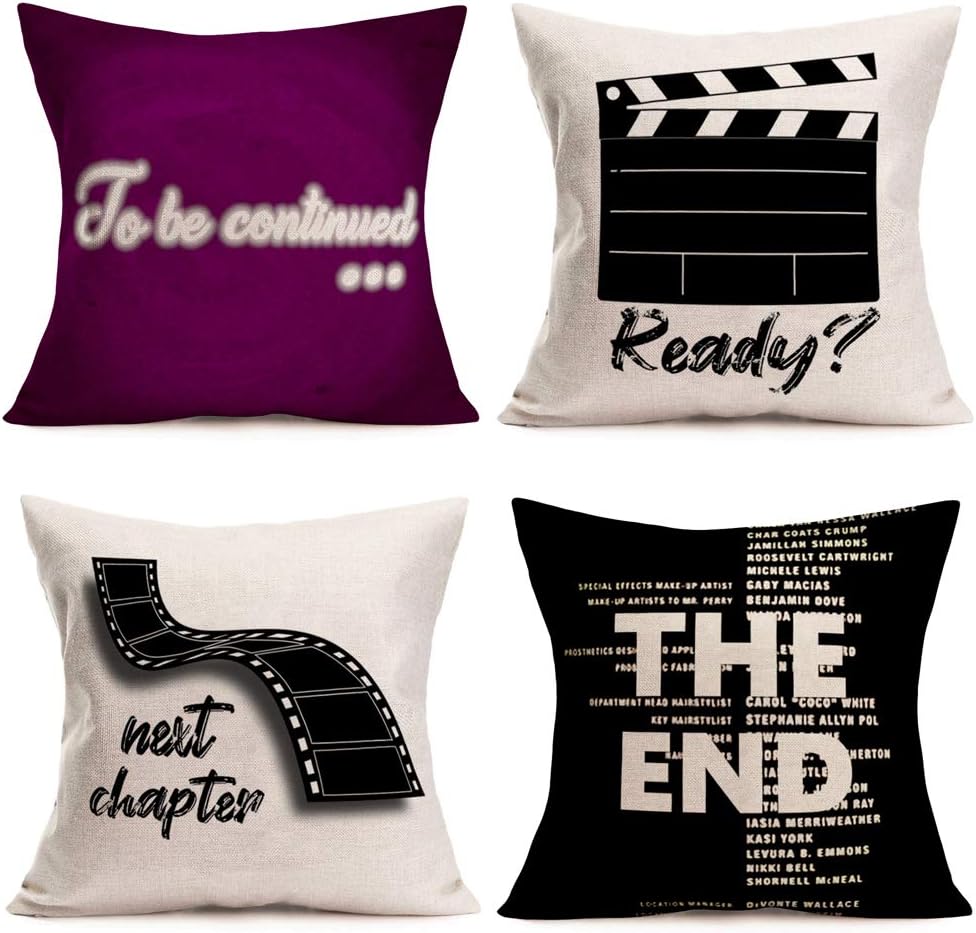 Dandelion Throw Pillow Covers 4 Pack Black White Dandelion Simple Flower Pillow Cases Natural Home Cotton Linen , Black White