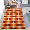 Brown Orange Retro Mid Century Rug Geometric Design Rug Durable Vintage Inspired Floor Mat Doormat Boho Chic Home Accent