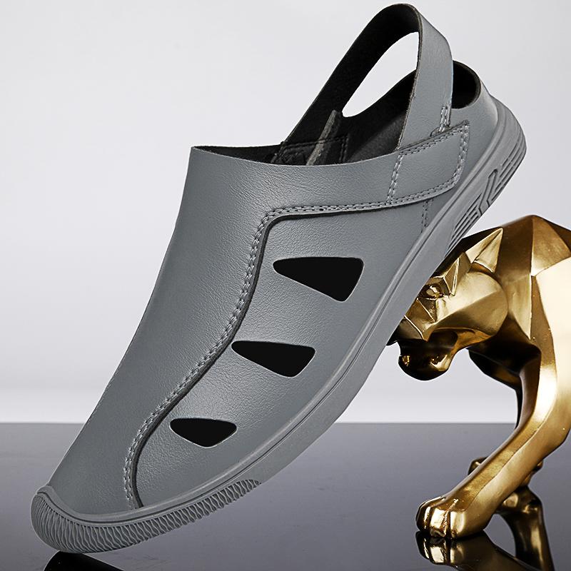 2024 Man Lightweight Sandals Summer Breathable Outdoor Sandals Convenient Slip On Beach Shoes Comfortable Leather Walking Shoes