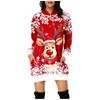 Women's Fashion Loose Casual Pocket Long Sleeve Hoodie Christmas Printed Sweatshirt Top