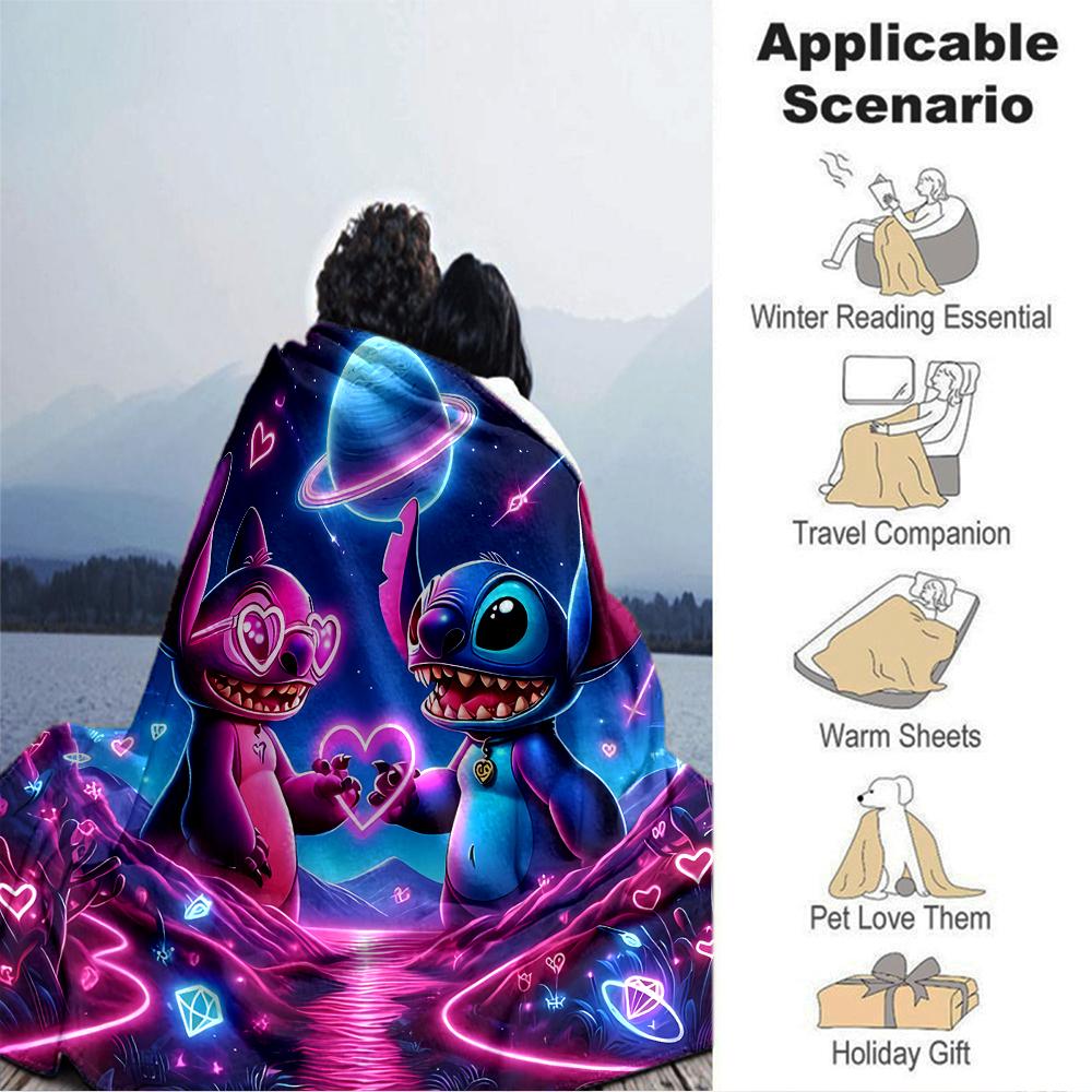 1Pc Stitch Heart Connection Blanket Soft Throw Blanket For Home Bedroom Bed Sofa Travel Office Solid Christmas Blanket
