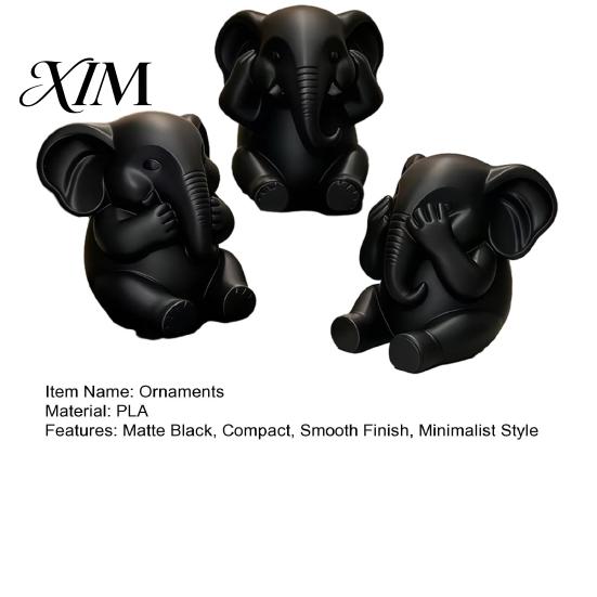 Modern Desktop Ornaments 3Pcs Elephants Figurine, 3D Printed No See Hear Speak Elephant Light Luxury Living Room Accents Statues, Minimalist