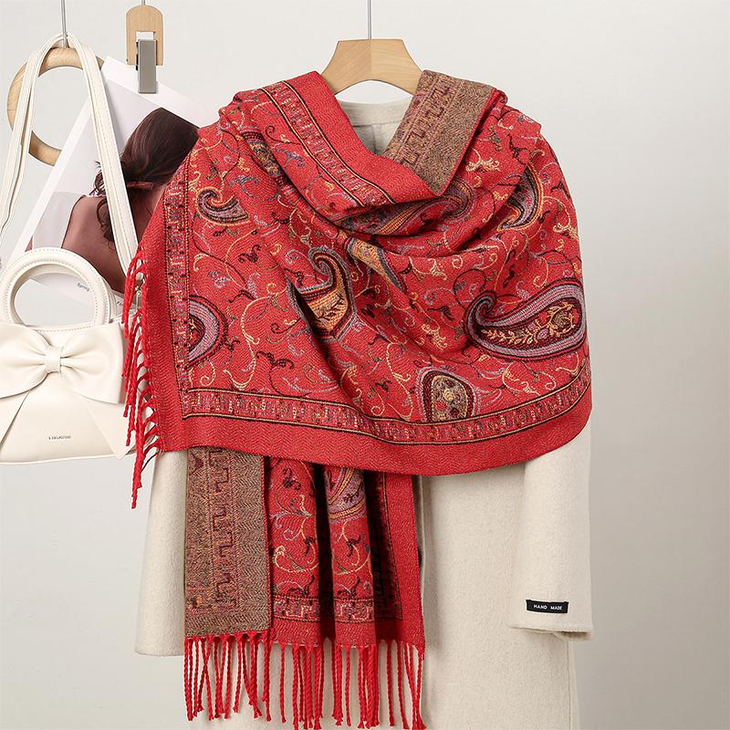 New Shawl Warm Winter Scarf Hijab Women Print Paisley Cashmere Pashmina Thick Wrap Head Neck Foulard Luxury Blanket Echarpe