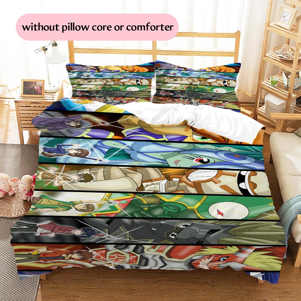 Digimon Collage Duvet Cover & Pillowcases, Digimon Fan Bedroom Bedding, Perfect Gift.chl