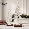 Unique Desktop Figurines Abstract Christmas Tree Figurine, Artistic Spiral Sculpture, Modern Xmas Durable Resin Tabletop Statues Statue for