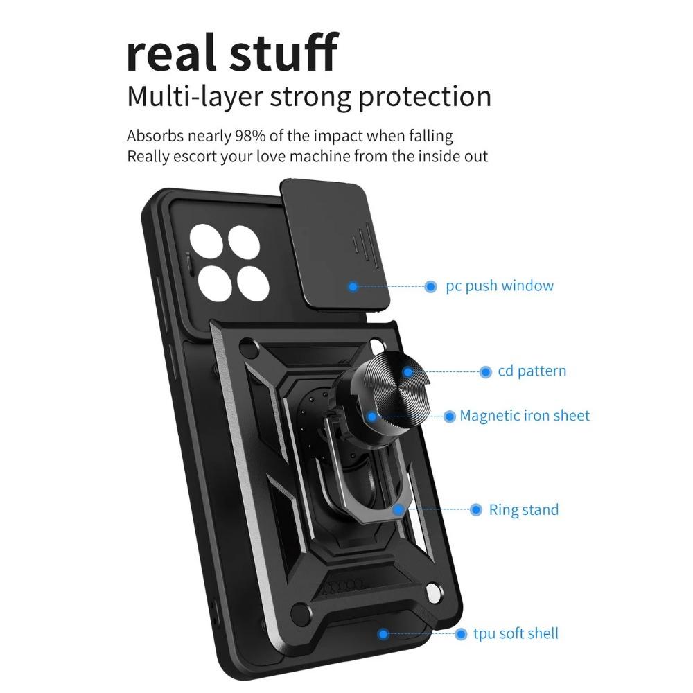 Защитный чехол для камеры POCO X6 Pro M6 Pro F5 Pro X5 Pro M5 X4 Pro X4 GT M4 Pro F3 X3 NFC POCO C65 Armor Hybrid Ring Back Cover