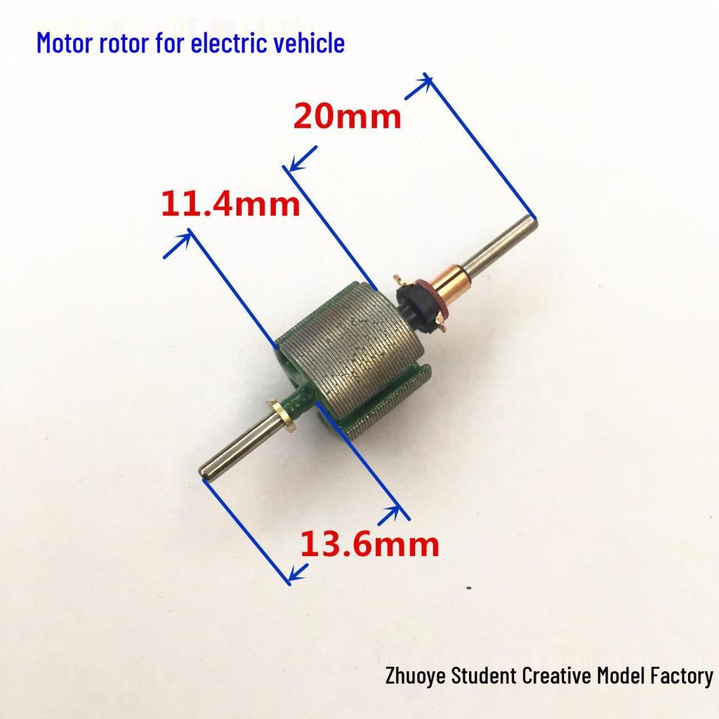 Four-Wheel Drive Car Motor: Double-Head Rotor with Polishing Copper Head, Hand-Wound Parts, 45mm Silicon Wafer, DIY Carbon Brush.