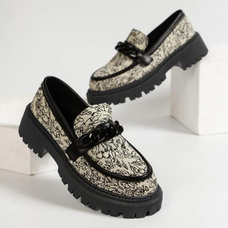 Fujin Denim Print Cloth Synthetic Leather Platform Wedge Sneaky Comfy High Brand Весенняя мода Осенняя повседневная обувь