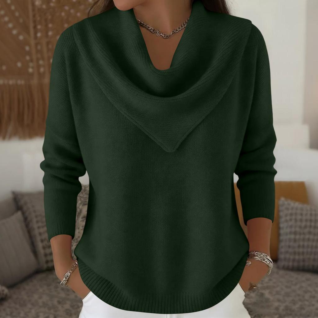Женский модный однотонный пуловер с круглым вырезом и длинными рукавами, вязаный свитер-топ