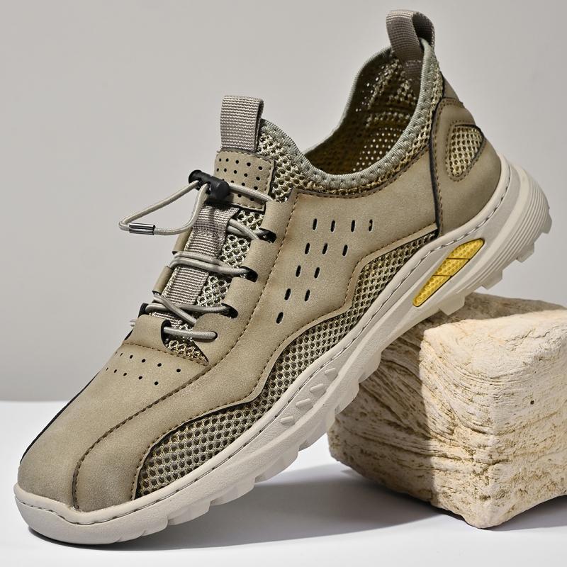Модные летние кроссовки на сетке для улицы, качественная кожа, мужская повседневная обувь, уличные дышащие балетки, кроссовки, мужская удобная обувь для ходьбы