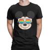 Mickey Mouse T Shirt Men's Pure Cotton Novelty T-Shirt Round Collar Rainbow Sunglasses Tees Short Sleeve Clothing Big Size