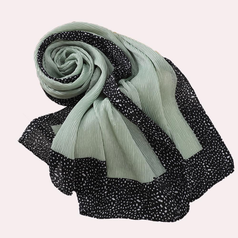 New Women's Bag Head Printed Yarn Scarf, Malaysian Wrinkled Splicing Fashion Package Headscarf