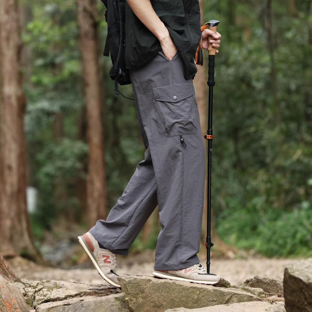 Dingfengbaoluo Outdoor Hiking Pants for Men, Summer Mountain-Style Casual Loose Cargo Straight-Leg Trousers