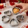 3 Inch Heart Shaped Cake Pan Mold Solid Bottom Aluminum Alloy Chocolate Cake Pan Silver Tin Baking Mold Mould