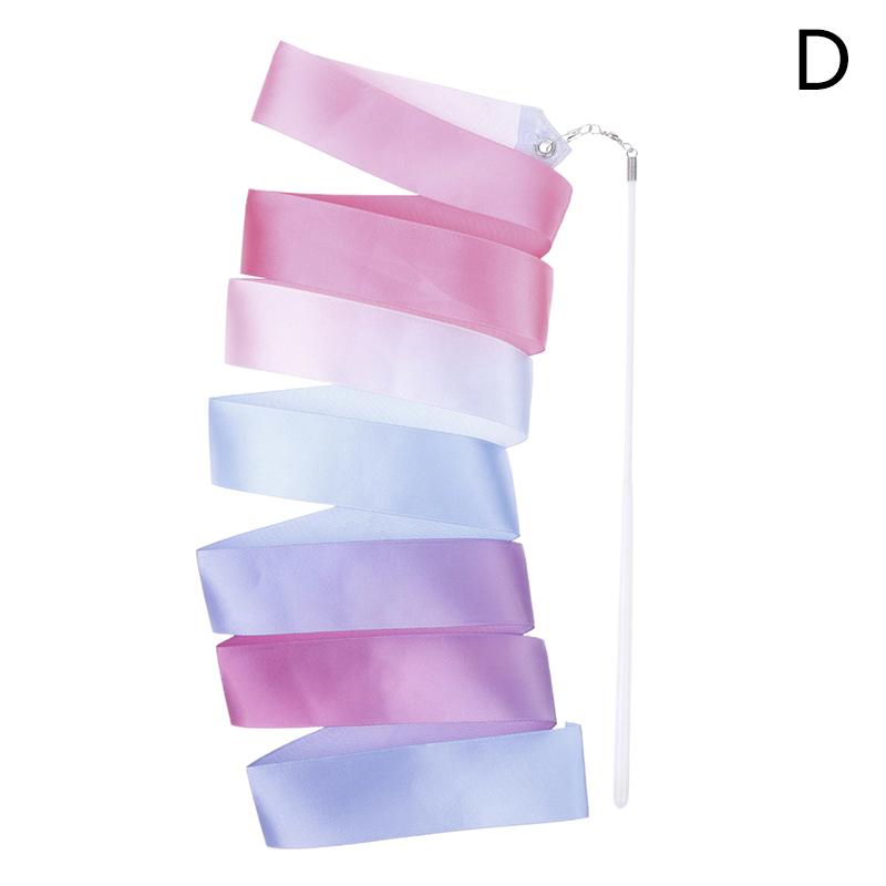 2M Dance Ribbons Rhythmic Girl Art Gymnastics Ballet Streamer Twirling Rod Rainbow Stick Sports Training Ribbon Dancer Wands