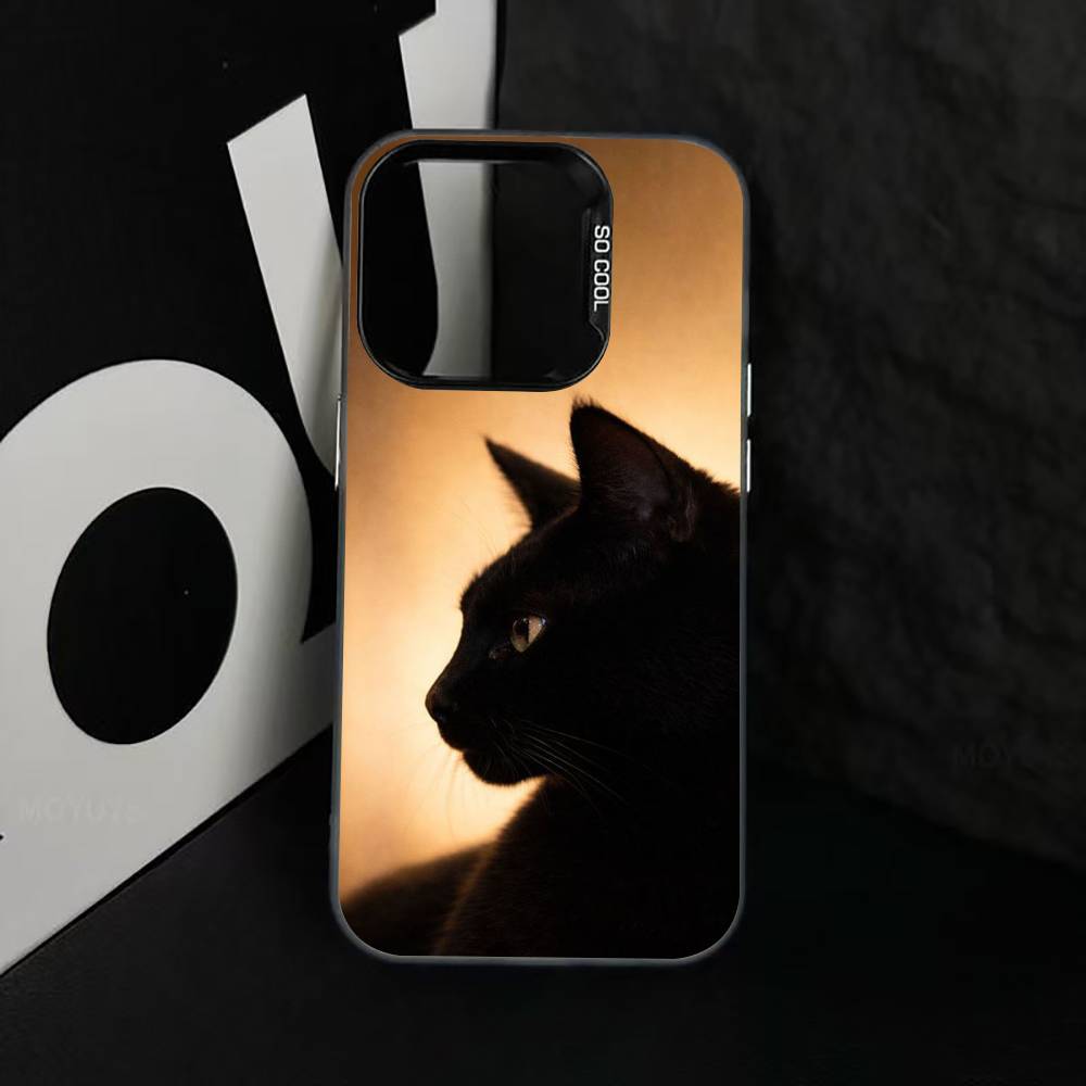 Черный кот Чехол для телефона Для iPhone 17,16,15,14,13,12,11 Plus,Pro Max,XS,Красочный Серебристый Чехол для телефона Funda Cover