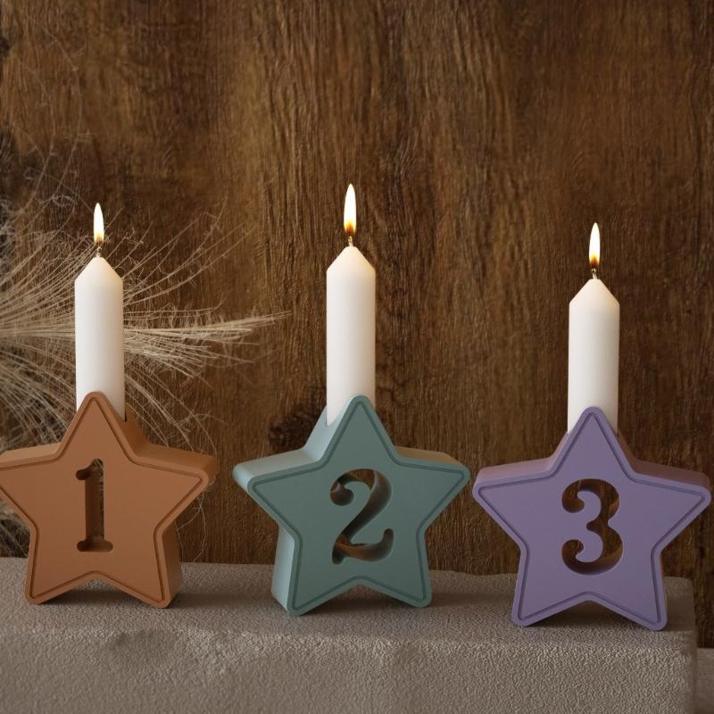 4pcs Creative Flexible Silicone Mold for Number Candle and Ambients Lights Decoration for Birthdays and Celebrations