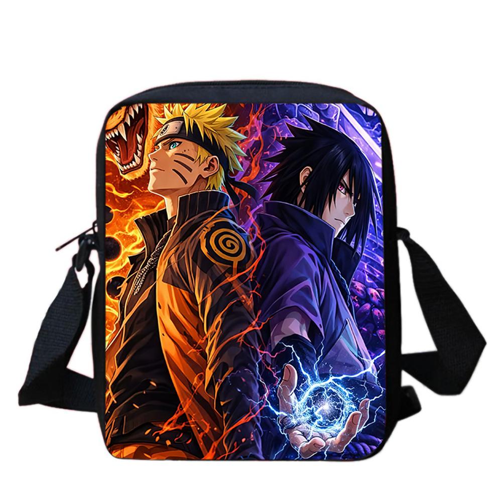 Детская сумка через плечо из аниме NARUTO, легкая и прочная, с регулируемым ремнем, надежная молния, для школы и повседневного использования, для мальчиков и девочек 5-11 лет
