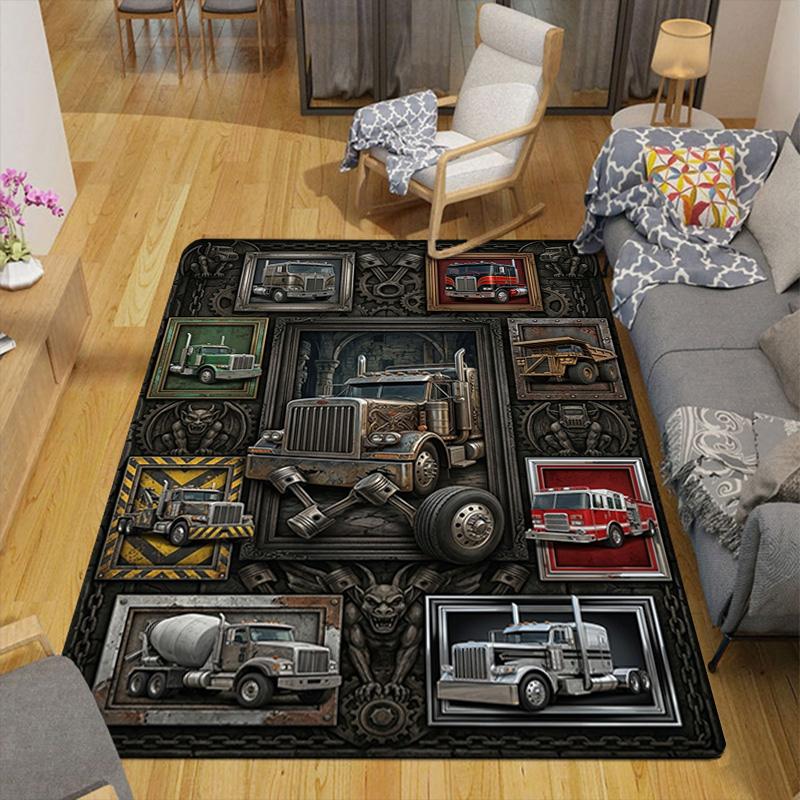 Truck Art Gallery Pattern Rug Floor Mat for Living Room or Bedroom Soft and Comfortable Carpet a Gift for Birthday and Holiday.