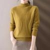 Women's Semi High Neck Sweater Autumn and Winter Solid Color Pullover  Long Sleeved Knitted Sweater