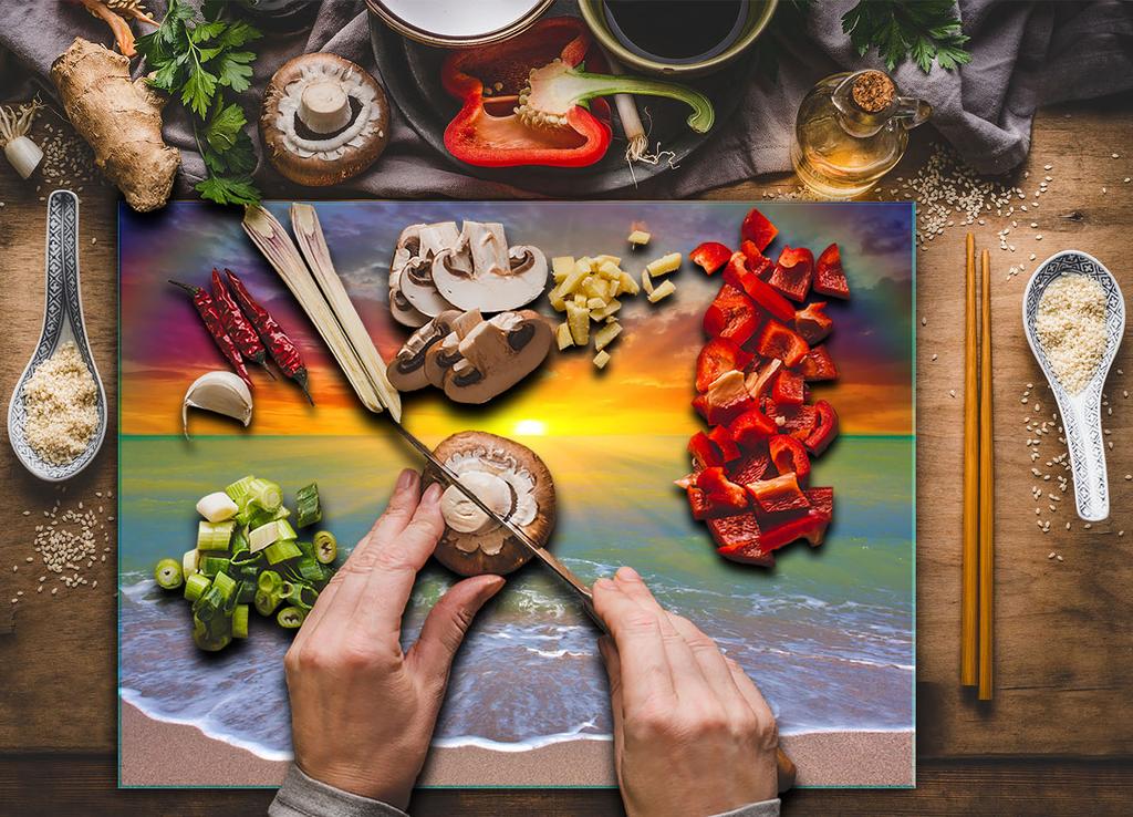 TEMPERED GLASS CUTTING BOARD 30x22 SEA