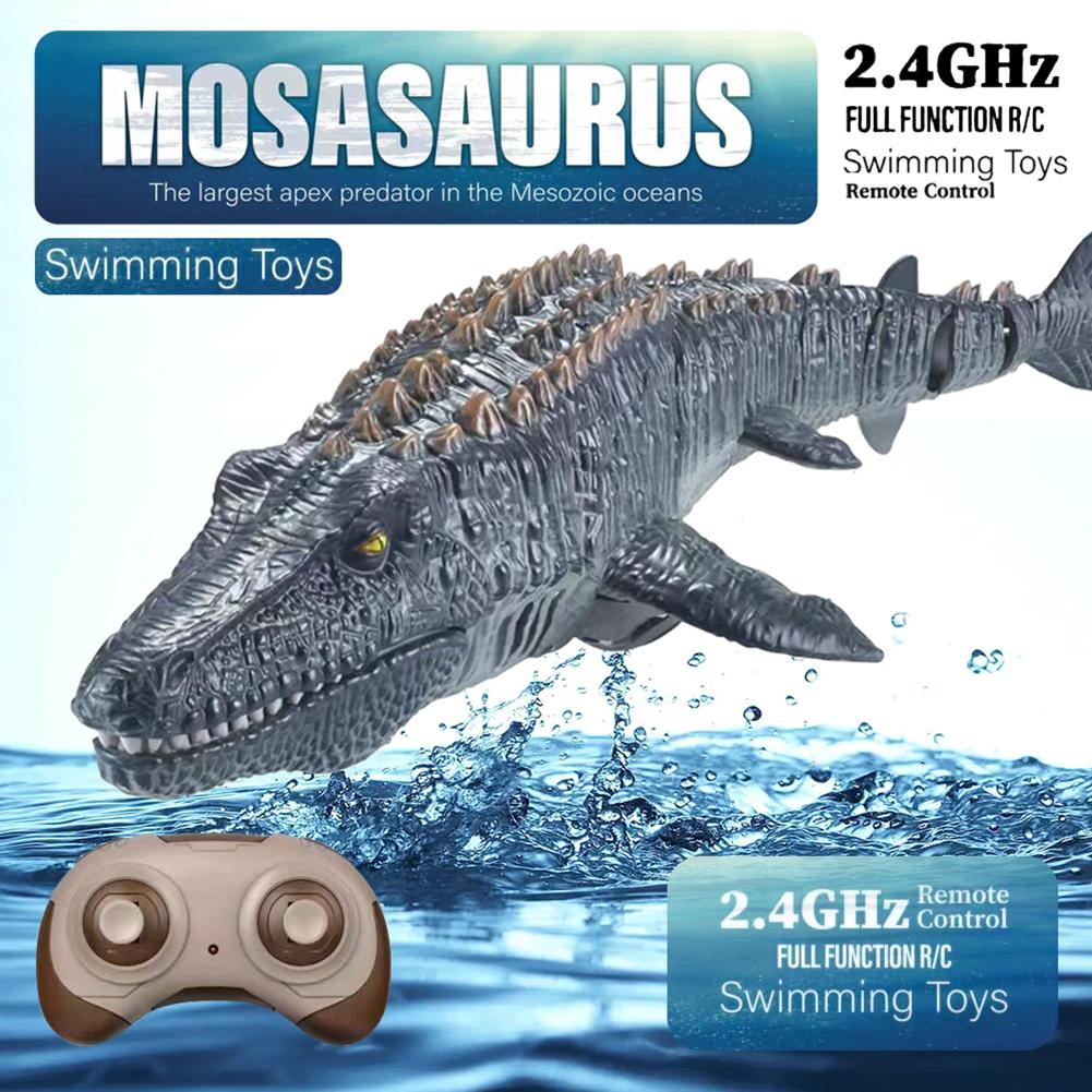 Динозавр с дистанционным управлением для детей Mosasaurus Игрушки для дайвинга Радиоуправляемая лодка с легким распылением воды для бассейна Озеро Ванная комната Ocean Protector Игрушки для ванны