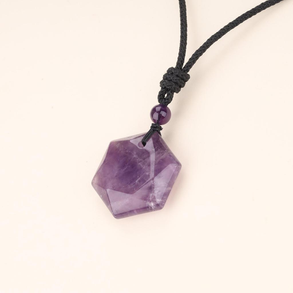 Аметист Гексаграмма Камень Февраля Ожерелье Унисекс [Coai]