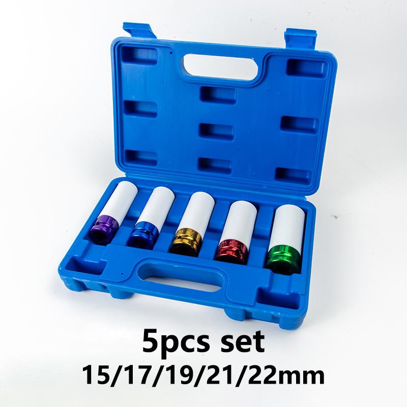 Colour Hex Sockets Pneumatic Wrench Tire Screw Sleeve 1/2" Air Gun Tire Protection Impact Nut Socket Car Garage Repair Tool Kit