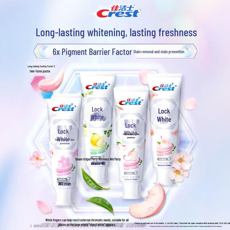 Crest Dual-Color Lock White Toothpaste, Grapefruit White Tea