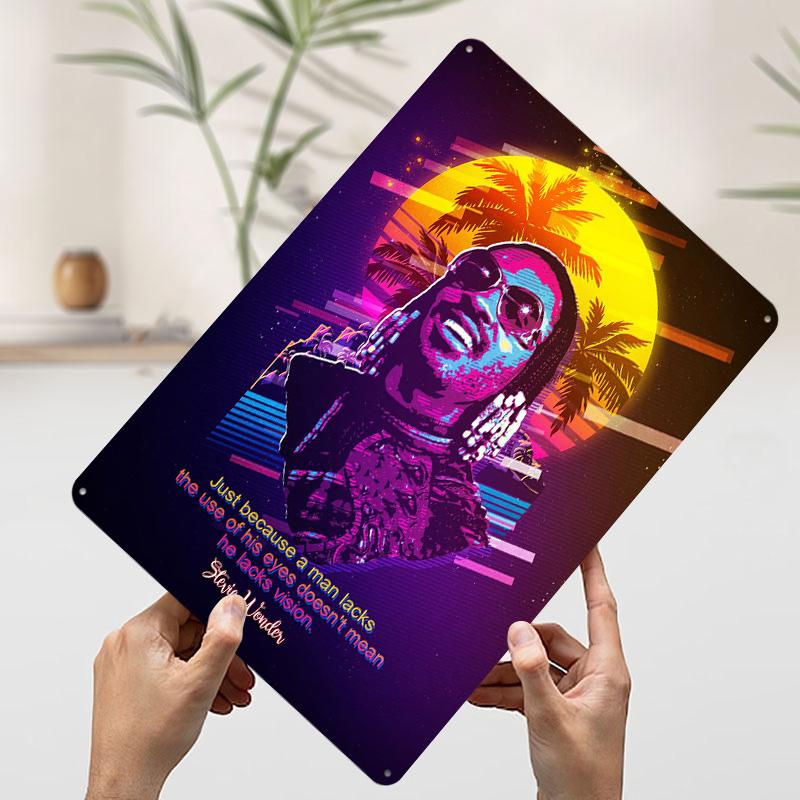 Stevie Wonder Personalized D Textured Metal Poster Wall Art Tinplate Sign for Interior Decoration Living Room Decor Luxury Home