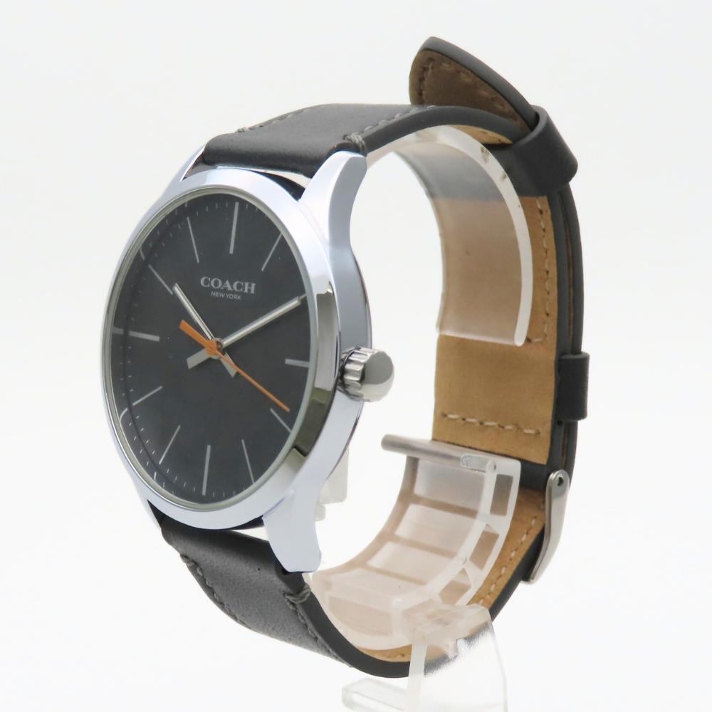 Used COACH Watches Baxter CA.118.2112.1640 Signature Stainless Steel/leather Silver Dark gray