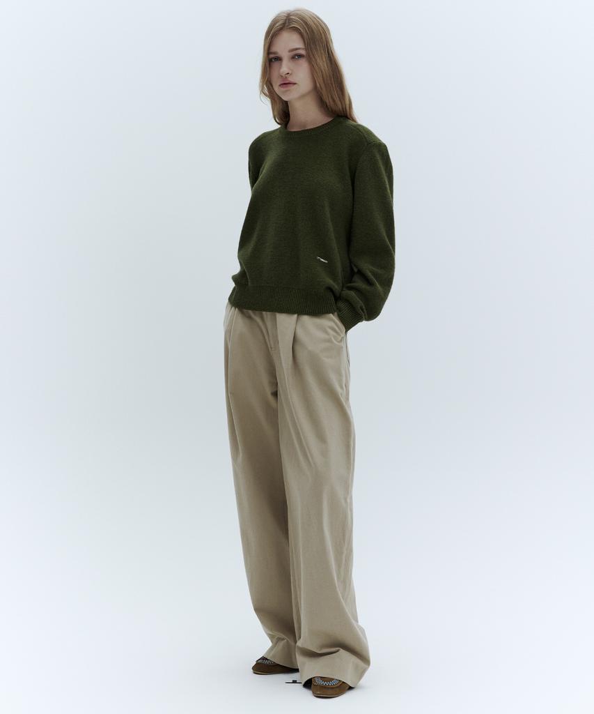 CITYBREEZE Cotton Curved One-Pleat Pants_Beige